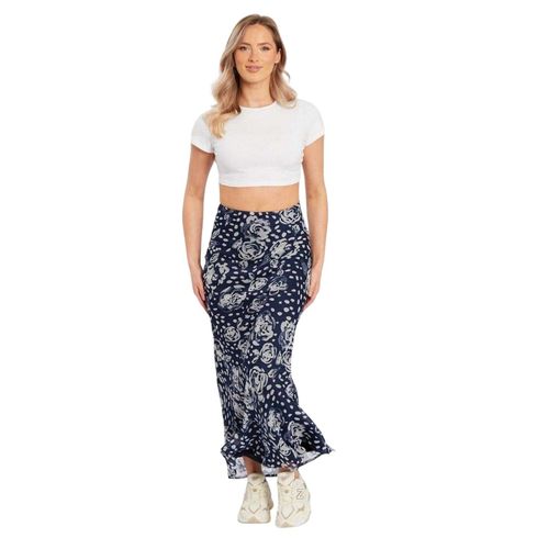 Influence Dames/Dames Bloemen Maxi Rok (Blauw)