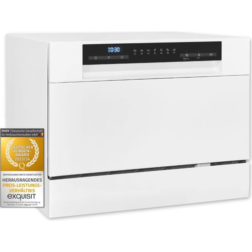 Exquisit Geschirrspüler GSP206-030D weiss | Spülmaschine 55 cm | Power+ | ECO Modus | Tischgerät
