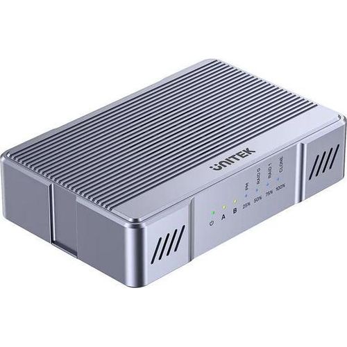 UNITEK Obudowa RAID 2xM.2 NVMe/SATA 20Gbps z klonowaniem offline, SSD-Gehäuse, M.2, Serial ATA III, PCI Express, M.2, 20 Gbit/s, USB Anschluss, Grau