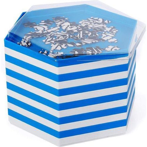 Famanu Sortierboxen für Puzzles - 12 stapelbare Schalen in Weiß und Blau