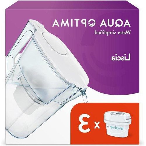 Famanu Wasserfilterkanne - 2,5 Liter - inkl. 3 Evolve+ Filterpatronen - reduziert Mikroplastik, Chlor und Kalk - weiß