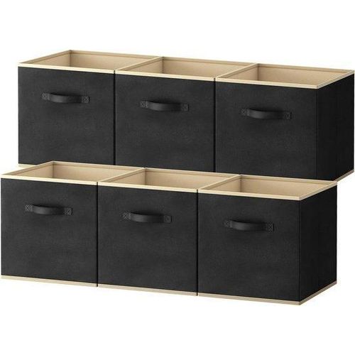 Famanu Aufbewahrungsboxen faltbar - Dekorative Aufbewahrungskörbe - Mittlere Aufbewahrungskisten - 6er-Pack - Offene Aufbewahrungskuben mit Griffen -