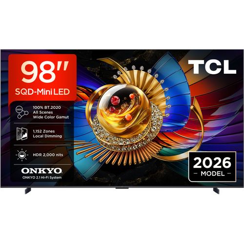 TCL Mini-LED-Fernseher "98Q7D Pro", Energieeffizienz: D (A-G), schwarz, 98 ″, Fernseher, SQD-Mini LED, AiPQ Prozessor,ONKYO 2.1, Dolby Vision, Apple AirPlay 2
