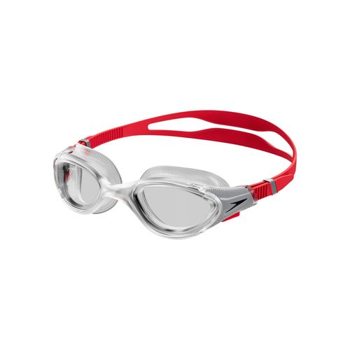 Schwimmbrille SPEEDO "H Schwimmbrille", rot (clear, rot), Sportbrillen, Herren, mit Markenlogo, für Erwachsene geeignet, formstabiles Material