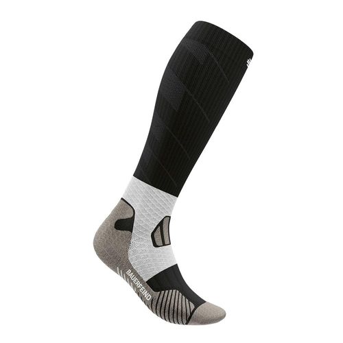 Kompressionsstrümpfe BAUERFEIND "Trail Run Compression Socks", Mädchen, Gr. 46-49, schwarz, l, Polyamid, unifarben mit Farbeinsatz, elastisch, Socken Kompressionsstrümpfe, mit Kompression, wärmende Wirkung, elastische Passform