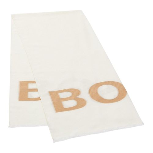 Boss Langwerpige uniseks sjaal met logo (Wit)