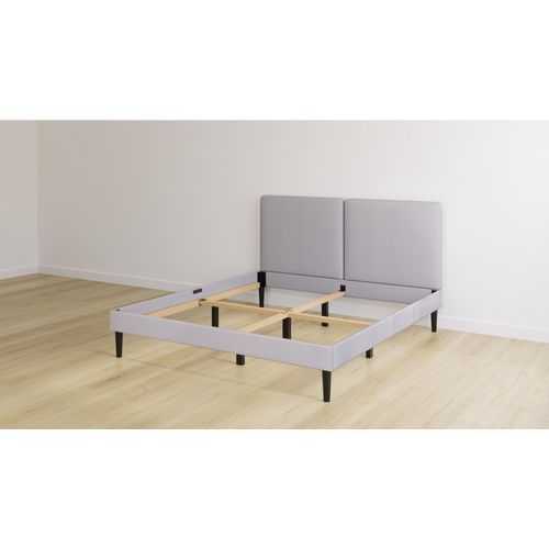 Emma Original Polsterbett 200x200cm - hellgrau - Füße schwarz - Kopfteil klassisch - ohne Lattenrost