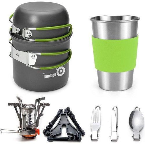 Famanu Campinggeschirr 9-teilig - Aluminium Töpfe mit Zubehör