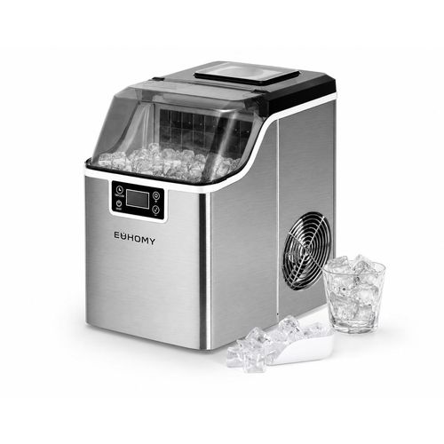 EUHOMY Eiswürfelmaschine aus Edelstahl, 24 Eiswürfel in 13 Minuten, 24 kg/24 h