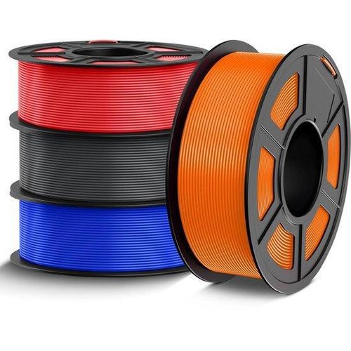 Famanu PETG-Filament 1,75 mm Bundle 4 kg - Hohe Festigkeit +/- 0,02 mm - 4 Spulen à 1 kg - Blau Rot Orange Grau