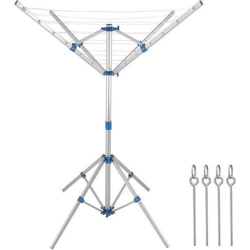 Famanu Mobile Wäschespinne mit Erdankern - Leichtgewicht Aluminium Wäscheständer für Camping