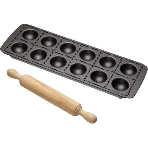 Famanu Ravioli Set mit Teigroller 33 x 11,5 cm - Grau und Braun