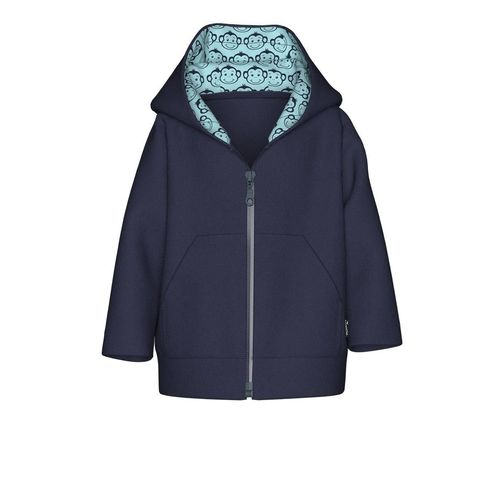 Fleecejacke TRIGEMA "TRIGEMA Fleecejacke mit Kapuze", Jungen, Gr. 92, blau (navy), Fleece, 100% Polyester, Basic, Jacken Fleecejacke