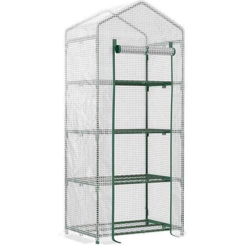 Famanu Pflanzenhaus mit 4 Regalen - Gewächshaus für Tomaten und junge Pflanzen - 70 x 50 x 160 cm