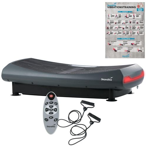 Skandika V2000 4D Vibrationsplatte Grau | 4D Vibration bis zu 35 Hz, Curved Technology, Bluetooth-Lautsprecher, Fernbedienung, 60 Stufen