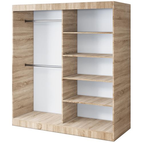 Offener Kleiderschrank – 180 x 200 cm – Sonoma Eiche – Kleiderschrank ohne Türen TROY – mit 4 Einlegeböden – mit 2 Kleiderstangen