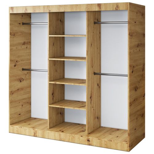 Offener Kleiderschrank – 200 x 200 cm – Artisan Eiche – Kleiderschrank ohne Türen TROY – mit 4 Einlegeböden – mit 4 Kleiderstangen