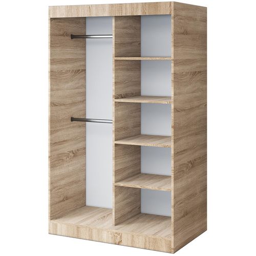 Offener Kleiderschrank – 120 x 200 cm – Sonoma Eiche – Kleiderschrank ohne Türen TROY – mit 4 Einlegeböden – mit 2 Kleiderstangen