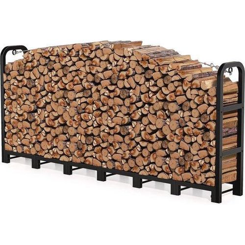 Famanu Holzlager 2,4 m - Stabil, Einfach zu Montieren, Robustes Stahl, Schwarz