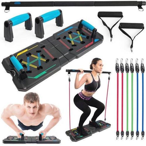 Famanu Faltbares Push-Up Board und Pilates Bar Kit - Farblich kodiertes Fitness-Tool für Zuhause