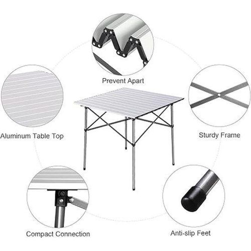 Famanu Camping Tisch faltbar - 70 x 70 x 67 cm