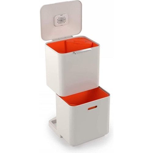 Famanu Abfalleimer 60 Liter mit Recyclingtrennung - Totem Max Geruchfilter für Bioabfall