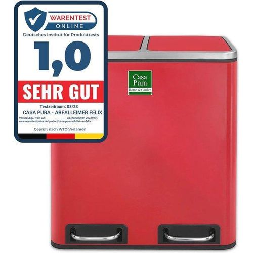Famanu Abfallbehälter 60 Liter - Mit zwei Kammern - Rot