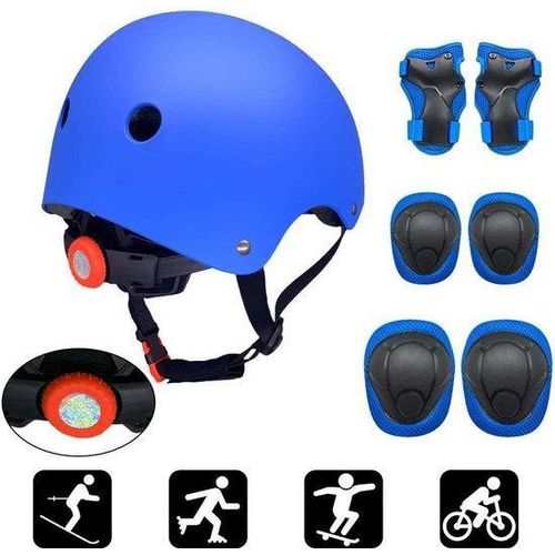 Famanu Kniebeschützer 7 in 1 Set - Kinderhelm mit Knieschützern, Ellbogenschützern und Handgelenkschützern