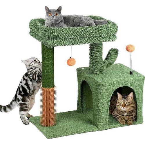 Famanu Katzenbaum Kratzmöbel - Katzenbaum mit Hängematte und schönem Katzenhaus