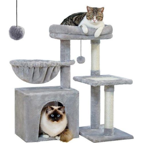 Famanu Katzenbaum 73 cm - Katzenaktivitätenbaum mit großer Hangmatte - grau