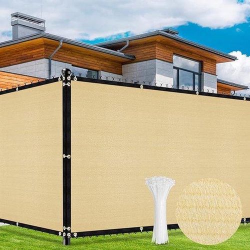Famanu Sichtschutznetz 1,8 x 15,2 m - Sandfarbe, UV-Schutz, Windschutz
