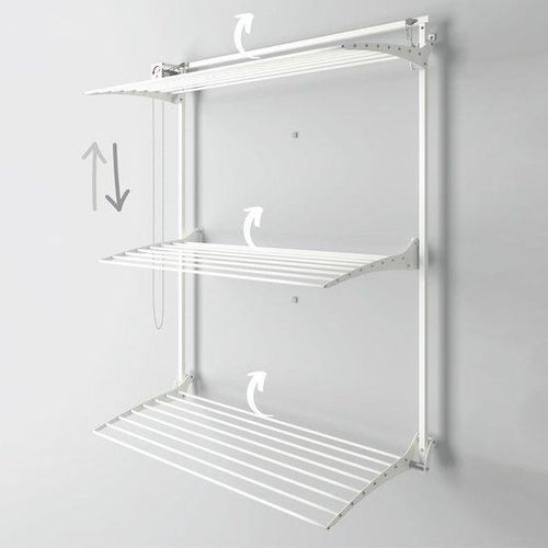 Famanu Wäschetrockner vertikal klappbar für Innen und Außen 128 x 52 x 137 cm (weiß) - Platzsparend und praktisch