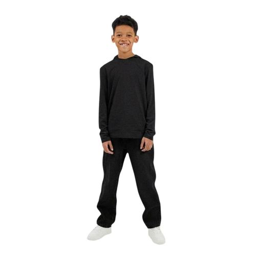 Brave Soul Hoodie met ingezette mouwen voor jongens (Jet Zwart)
