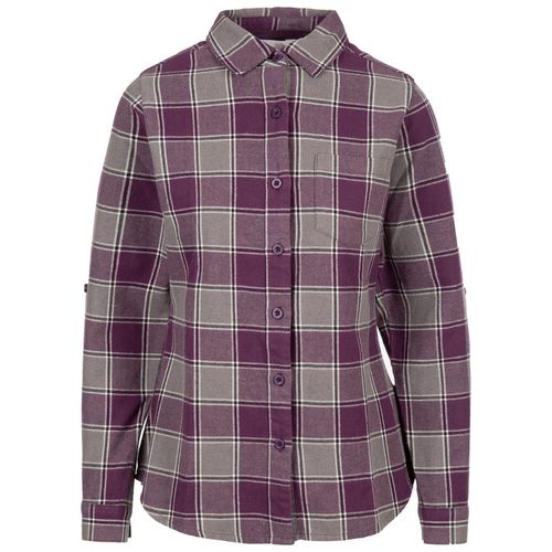 Trespass Dames-shirt Mindy met geruit patroon en lange mouwen (Donker mauve)