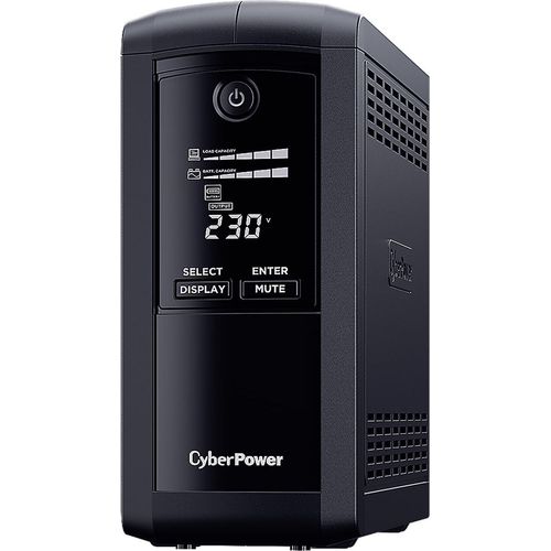 CyberPower VP700ELCD Line-Interactive USV 700VA/390W USB (HID), AVR, LCD, RJ45 Lan Protection, Ausgang (4) Schuko, Line-Interaktiv, 0,7 kVA, 390 W, Sine, 167 V, 295 V