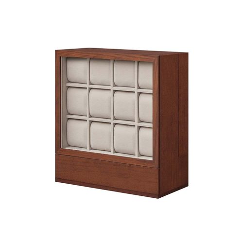 Famanu Uhrenbox Aufbewahrungsorganisator - 12 Fächer - 15x29,5x32,5cm - Braun