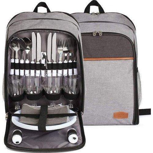 Famanu Picknickrucksack mit Kühlfach - für 4 Personen