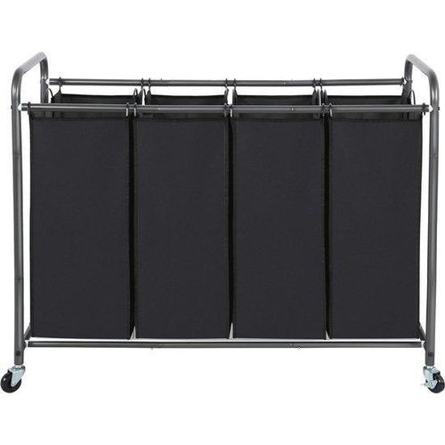 Famanu Wäschesorter mit 4 Taschen und Rollen - Ideal für Kleiderspeicherung