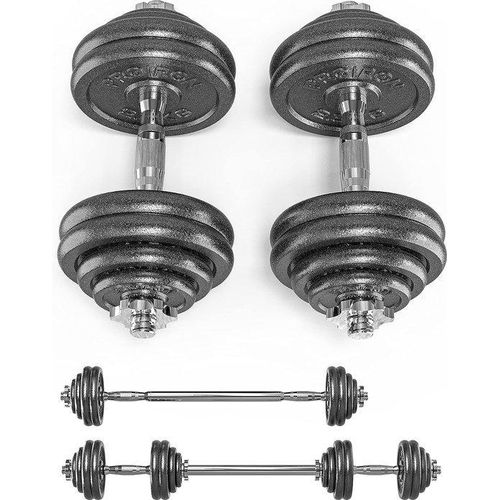 Gewichtheber Set, 2in1 Kurz/Lang Hantel, 5-30kg, 2teilig, Eisen