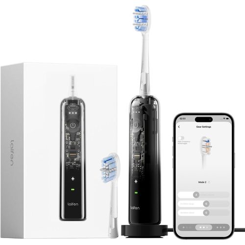 Laifen Wave Pro Elektrische Schallzahnbürste mit App, Drucksensor, 70 Tage Akku, kabelloses Laden und intelligenter Reinigungstechnologie-transparent