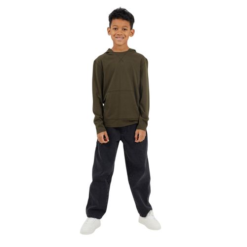 Brave Soul Hoodie met ingezette mouwen voor jongens (Kaki Groen)