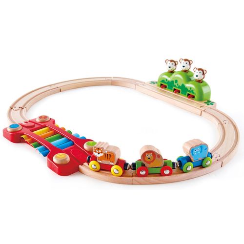 Spielzeug-Eisenbahn HAPE "Kleines Tier-Eisenbahnset", bunt, Spielzeugfahrzeuge, KinderB:54cm H:11cm, Holz, aus Holz, B:54cm H:11cm