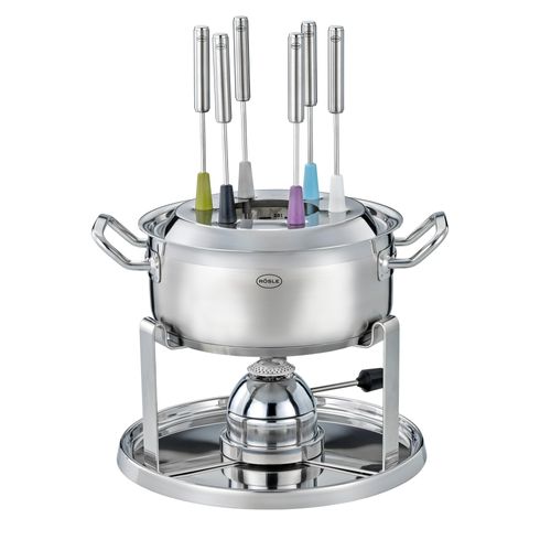 Fondue RÖSLE "Fondue-Set mit Gasbrenner", silberfarben, B:39cm H:15cm T:27,5cm, Fondues, für 6 Personen