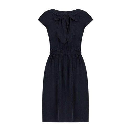 Emporio Armani EA7 Midi-jurk met strik en kapmouwtjes voor dames (Zwart)