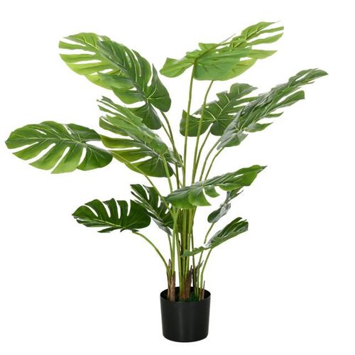 4goodz Homcom kunstplant monstera 120 cm kunstplant met pot en mos