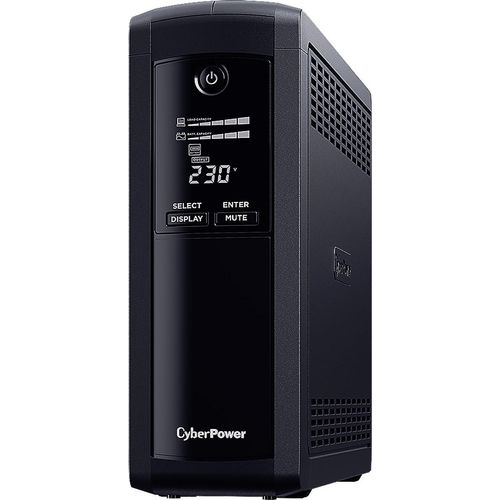 CyberPower VP1600ELCD Line-Interactive USV 1600VA/960W USB (HID), AVR, LCD, RJ45 Lan Protection, Ausgang (5) Schuko, Line-Interaktiv, 1,6 kVA, 960 W, Sine, 167 V, 295 V