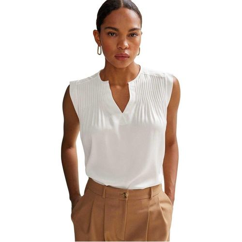 Boss Dames/Dames Pintuck Notch Hals Regular Blouse (Wit)