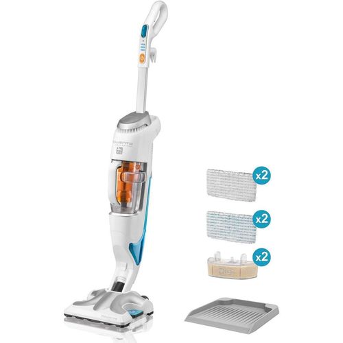 Rowenta RY7757, Aufrechter Dampfreiniger, 0,47 l, Weiß, Blau, 7,5 m, 0,47 l, 0,3 l