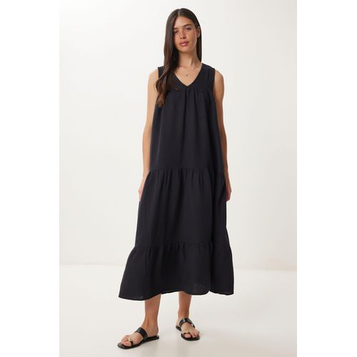 Volants V-hals Midi Jurk