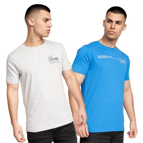 Crosshatch Heren Pentan T-Shirt (Set van 2) (Blauw/Grijs)